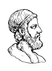 Statue portrait bust man avatar icon line mascara