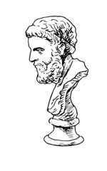 Statue portrait bust man avatar icon line mascara