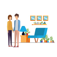 couple people standing in the work office