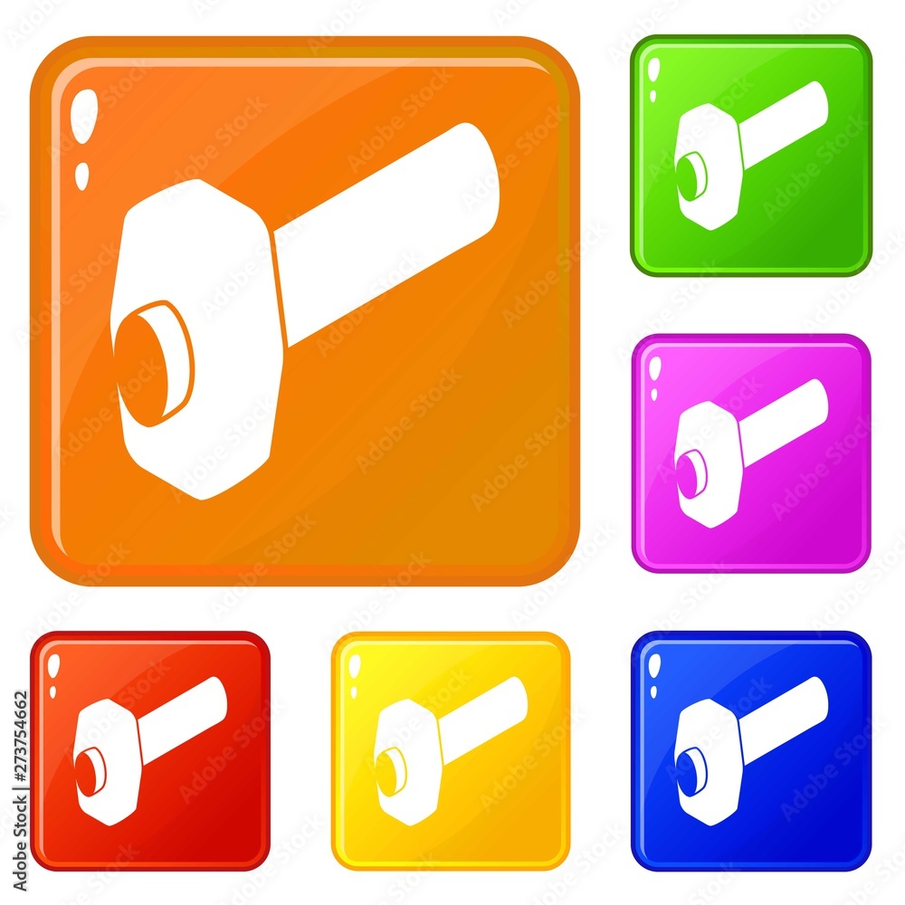 Poster sledgehammer icons set collection vector 6 color isolated on white background