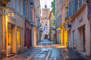 Fototapeta na wymiar Town Hall Clock Tower in Aix-en-Provence, France