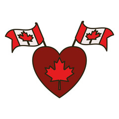 Maple leaf flag heart and canada symbol design