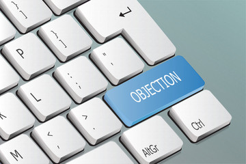objection written on the keyboard button - obrazy, fototapety, plakaty