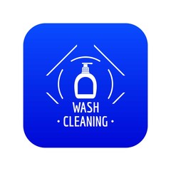 Cleaning wash icon blue vector isolated on white background