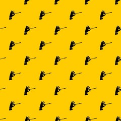 Magician hand with a magic wand pattern seamless vector repeat geometric yellow for any design