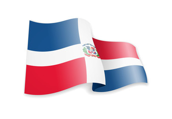 Dominican Republic flag in the wind. Flag on white vector illustration