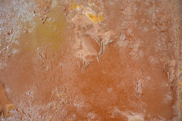 Old paint on metal, paint layer and primer, cool texture mixture with rust