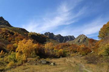 Autumn landscape in the Caucasus Mountains