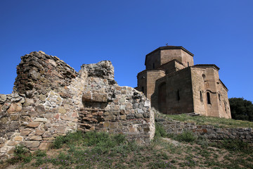 View of the Jvari Monastery near the town of Mtskheta near the confluence of the Aragvi and Kura...