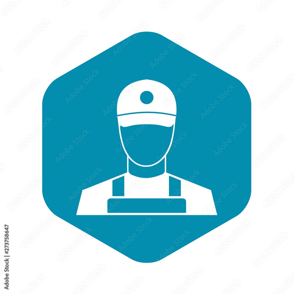 Poster a man in a cap and uniform icon in simple style on a white background vector illustration