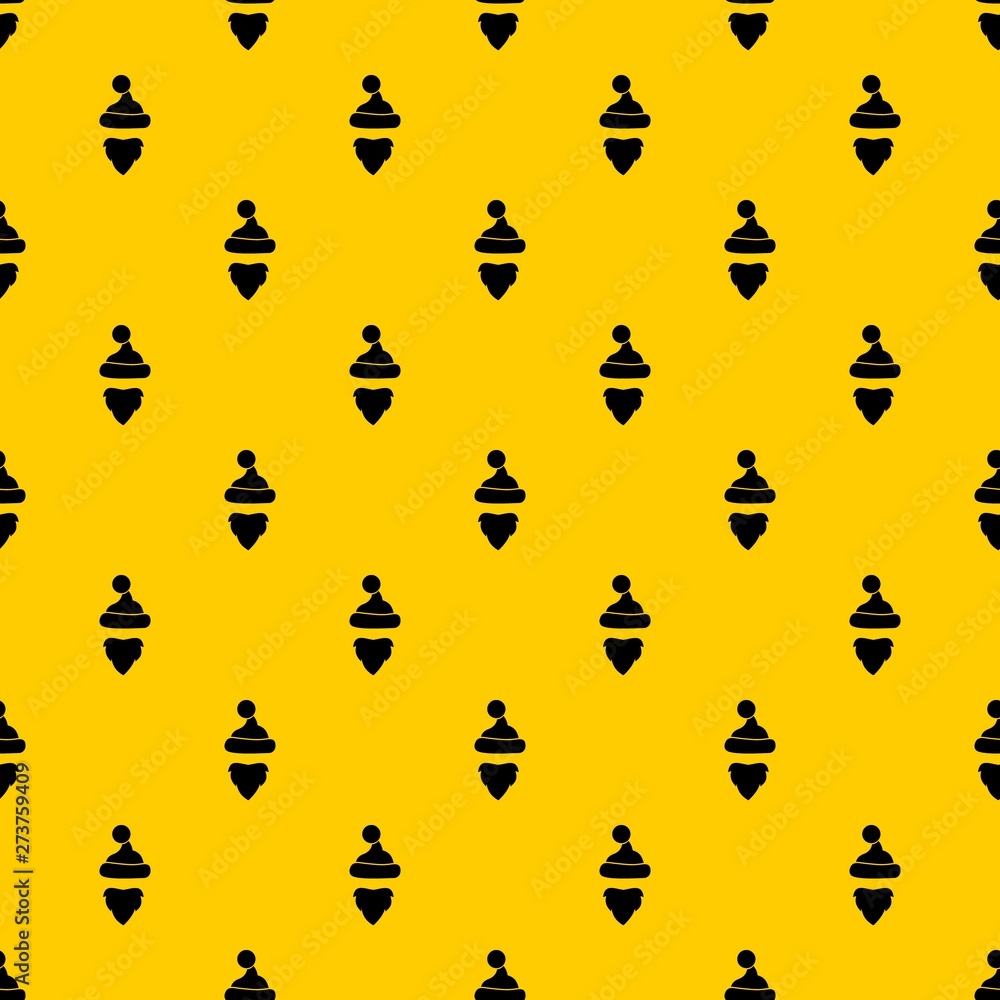 Poster cap with pompon of santa claus and beard pattern seamless vector repeat geometric yellow for any des