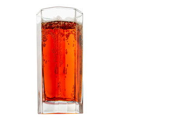 Glass with a drink of Burgundy color
