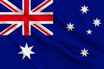 beautiful australia flag on delicate silk with soft folds in the wind