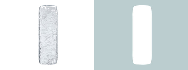 Ice Alphabet. Capital letter I isolated on white