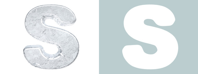 Ice Alphabet. Capital letter S isolated on white