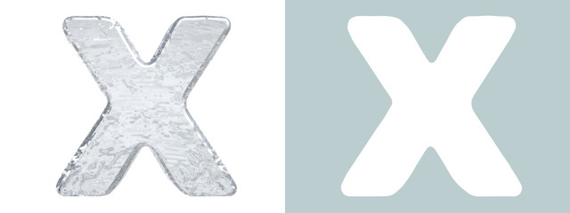 Obraz premium Ice Alphabet. Capital letter X isolated on white