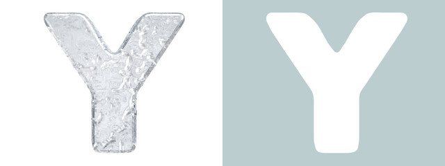 Ice Alphabet. Capital letter Y isolated on white