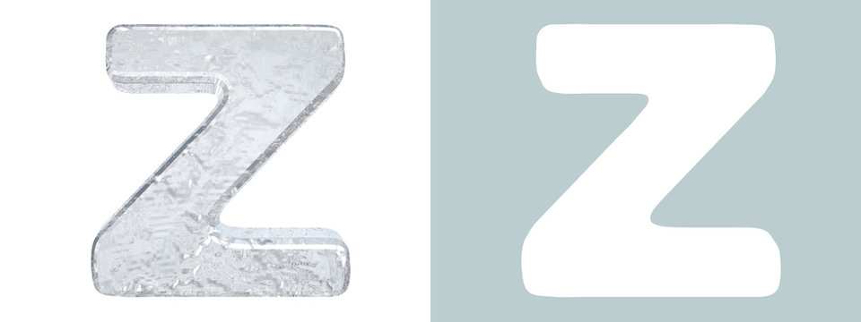 Ice Alphabet. Capital letter Z isolated on white