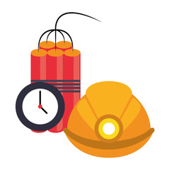 Mining tnt detonator with timer and helmet