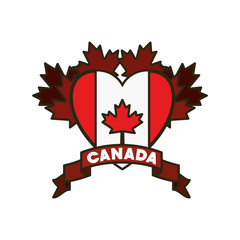 Maple leaf flag heart and canada symbol design