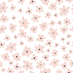 Vector seamless pattern on white. Floral background with flowers. Natural design.