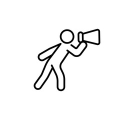 Man with megaphone made gesture icon line isolated vector