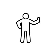 Man outline icon made gesture hand stop isolated