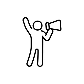 Icon outline man with loudspeaker made gesture