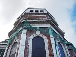 a close up of the abandoned derelict historic former odeon cinema in bradford west yorkshire...