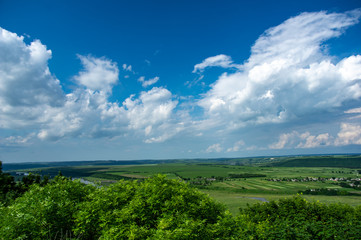 Panorama of the village on the banks of the river Dniester