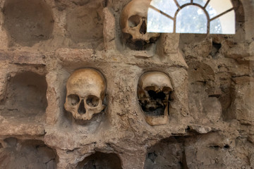 The Skull Tower (Cele Kula)- built from the 3000 skulls of dead Serbian warriors after Uprising in 1809 in City of Nis, Serbia