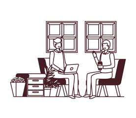 Fototapeta premium men sitting in the work office with white background