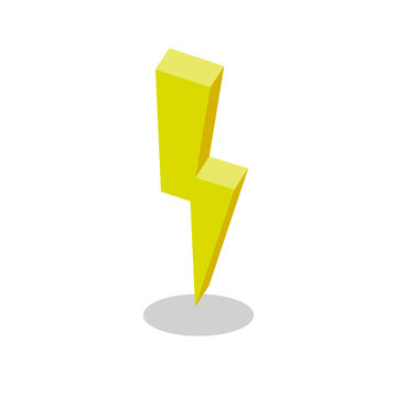 Lightning, electricity isometric flat yellow icon. 3d vector colorful illustration. Pictogram isolated on white background