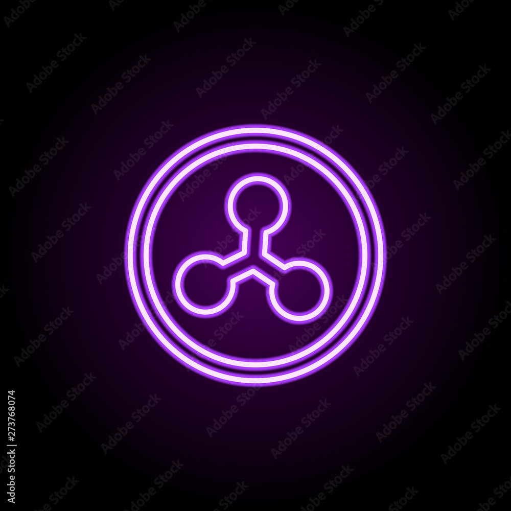 Poster ripple neon icon. elements of bitcoin blockchain set. simple icon for websites, web design, mobile a
