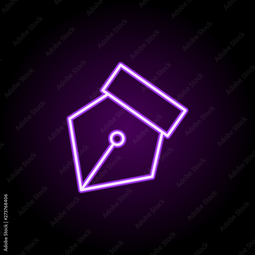 Poster editorial, pen tool neon icon. elements of editorial design set. simple icon for websites, web desig