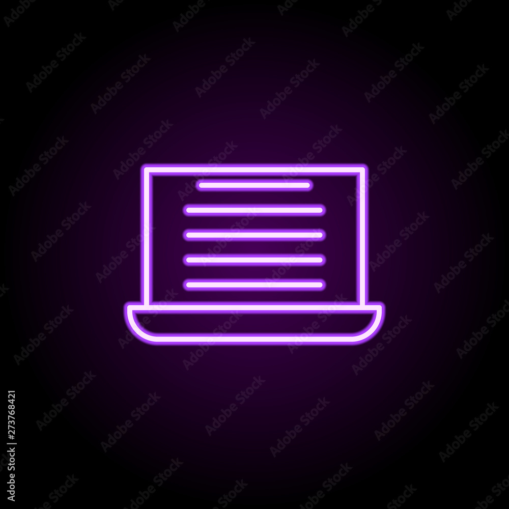 Poster editorial, laptop neon icon. elements of editorial design set. simple icon for websites, web design,