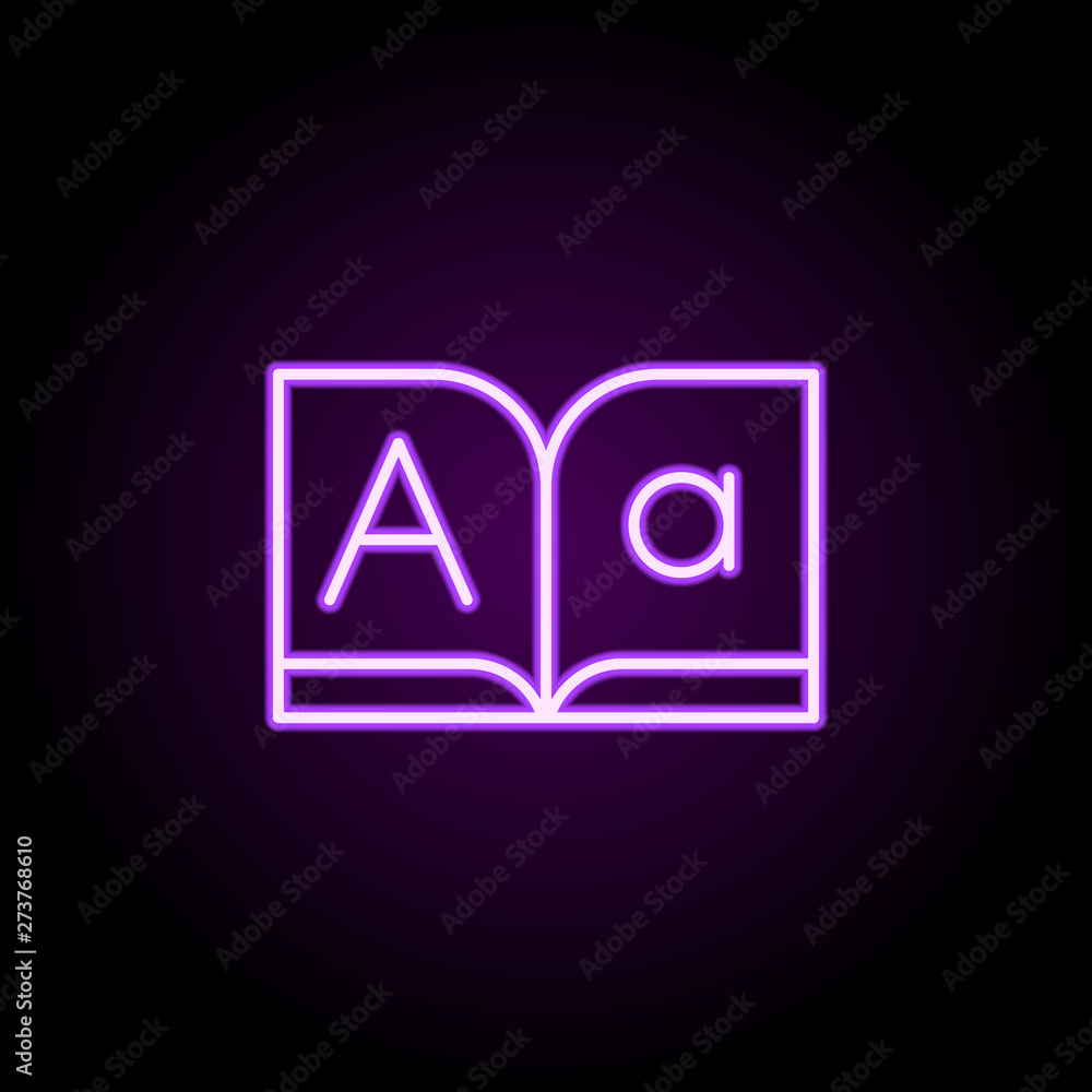 Poster editorial, font, book neon icon. elements of editorial design set. simple icon for websites, web des