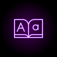 editorial, font, book neon icon. Elements of editorial design set. Simple icon for websites, web design, mobile app, info graphics