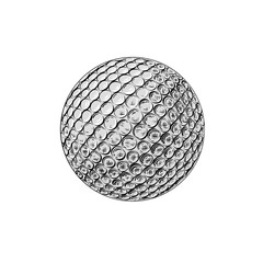 Vector drawing of golf ball in color, isolated on white background. Graphic illustration, hand drawing. Drawing for posters, decoration and print. Vector illustration