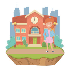 Girl cartoon of school design
