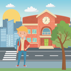 Boy cartoon of school design