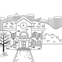 School building design vector illustration