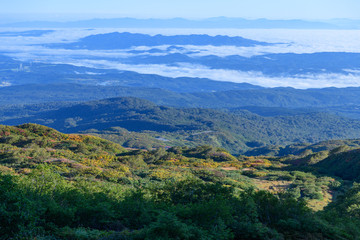Fototapeta premium 祓川から鳥海山に向かう登山道から見た朝の展望