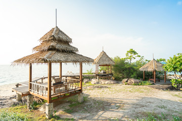 beautiful Sea view from huts, cottages, summer vacation time on paradise beach