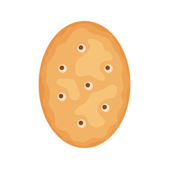 Cracker chips oval shape isolated on white background. Biscuit cookies for breakfast, tasty snack food - vector illustration