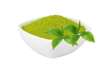 green tea powder and leave