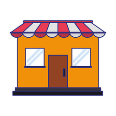 Store shop building isolated symbol blue lines