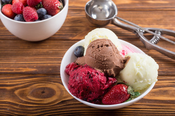 Mix of ice cream ball