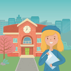 Girl cartoon of school design