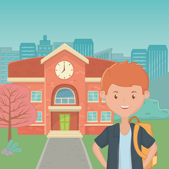 Boy cartoon of school design